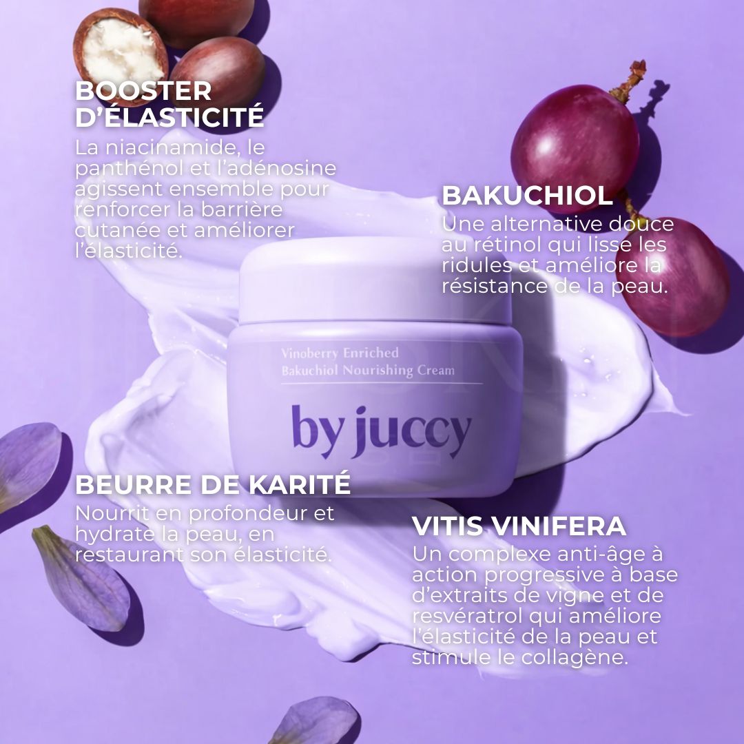 Les ingrédients de la crème By Juccy nourrissante et anti-âge Vinoberry au Bakuchiol