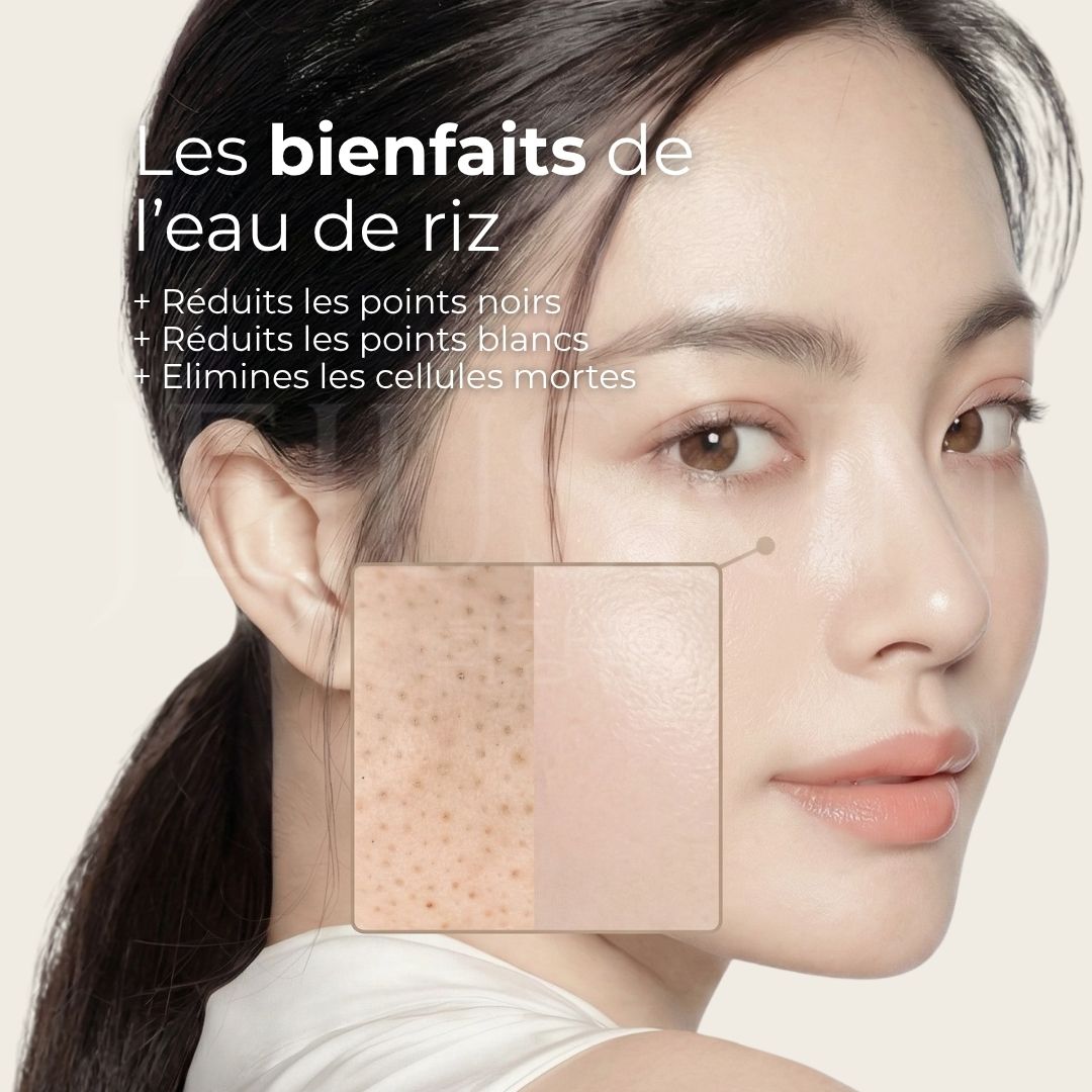 Les bienfaits du nettoyant et masque 2-en-1 éclat à l’eau de riz de Mizon