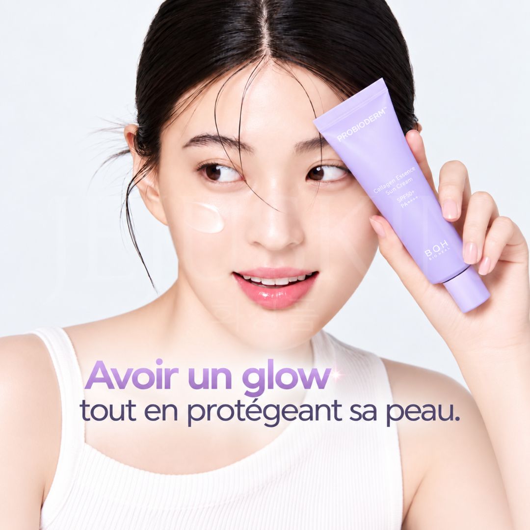 Le bénéfice principal de la crème solaire essence au collagène Probioderm SPF50+ PA++++ de Bioheal Boh
