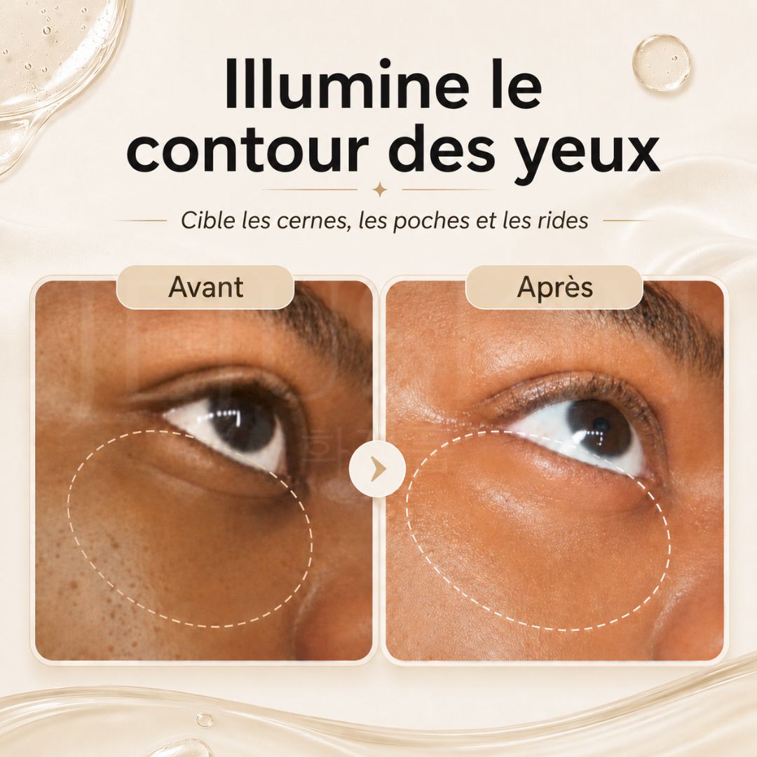 Avant après les patchs pour les yeux au collagène et à la gelée de rose de Jéricho d'Abib