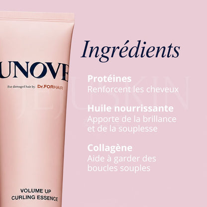 Les ingrédients de l'essence capillaire Unove volume et boucles de Dr. Forhair