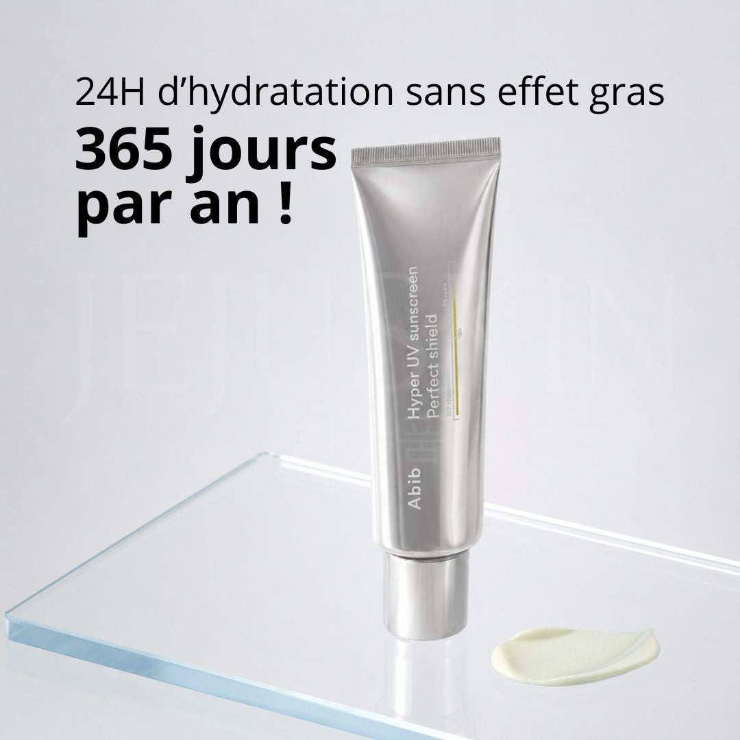 bénéfice de la crème solaire hydratante Hyper UV Perfect Shield d'Abib