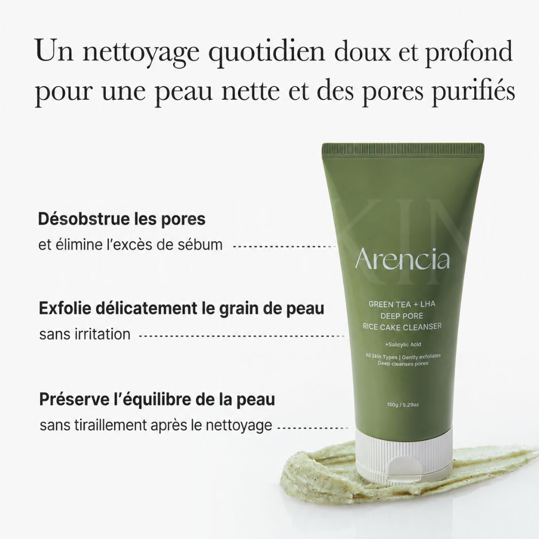 Les bénéfices du nettoyant purifiant au thé vert + LHA pour pores et sébum d'Arencia