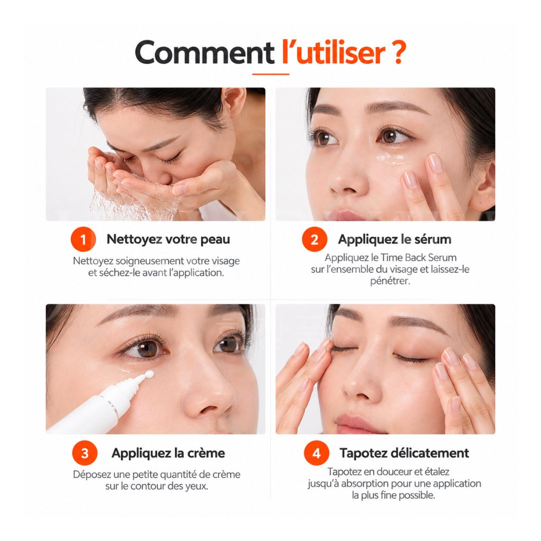 Comment utiliser le pack EXO-100 soin regard liftant anti-âge et anti-poches de Nine Tails