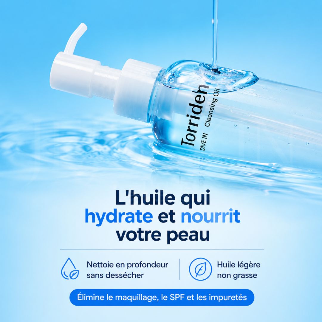 Le bénéfice de l'huile nettoyante Dive-In à l’acide hyaluronique de faible poids moléculaire de Torriden