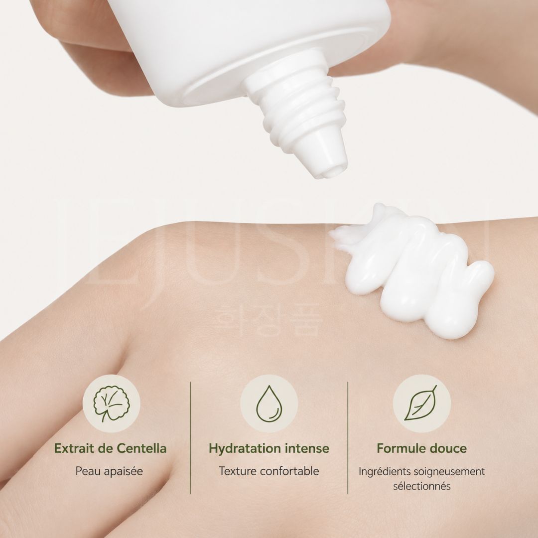 Texture de la crème solaire apaisante à la centella SPF50+ de Mixsoon