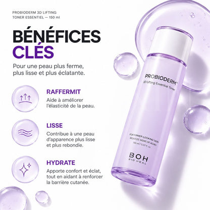 Les bénéfices du toner essentiel raffermissant Probioderm 3D Lifting de Bioheal Boh