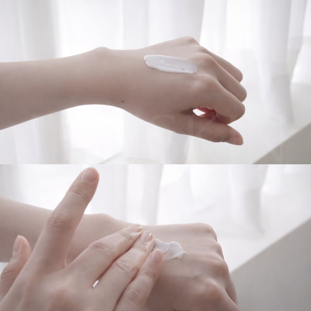 Image d'une main avec de la crème hydratante Aqua Squalane de S.Nature appliquée dessus