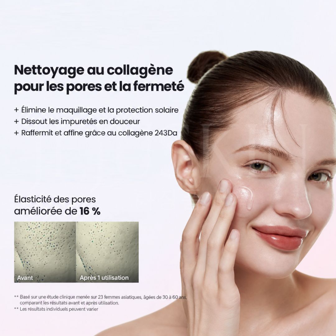 Avant après utilisation de l'huile démaquillante au collagène de Biodance