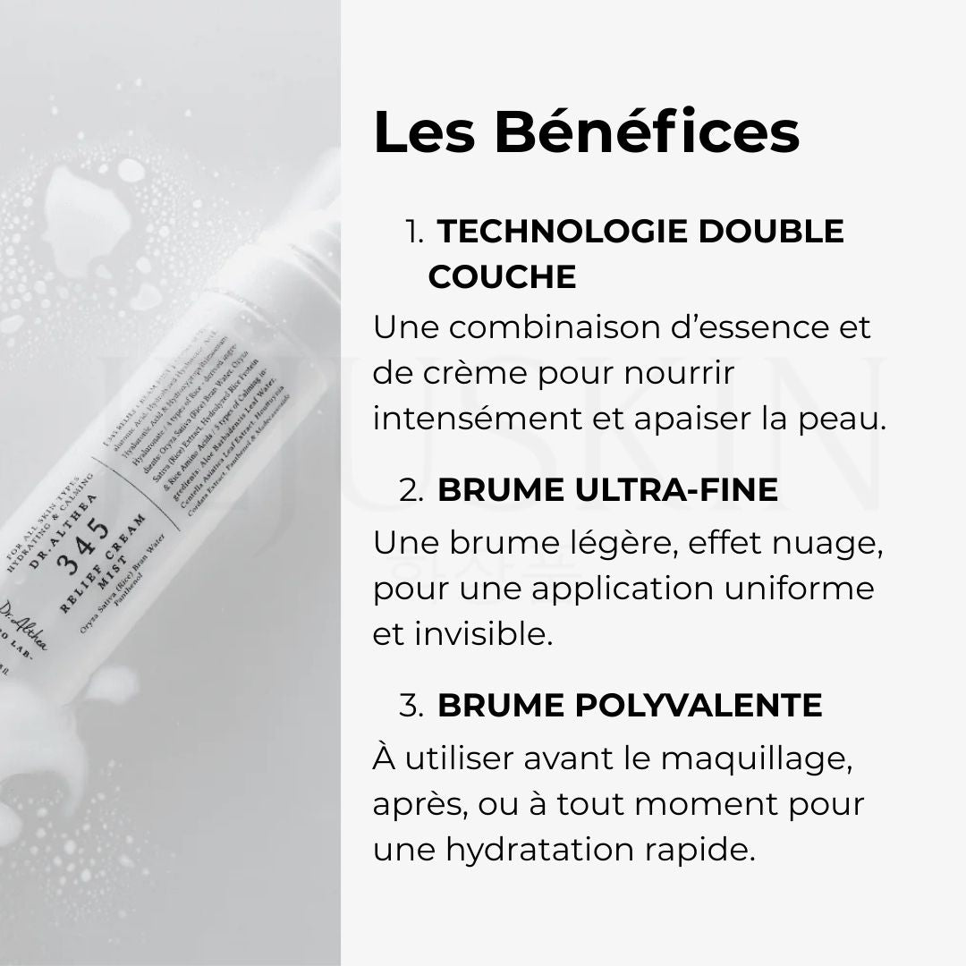 Les bénéfices de la brume hydratante et apaisante 345 de Dr.Althea