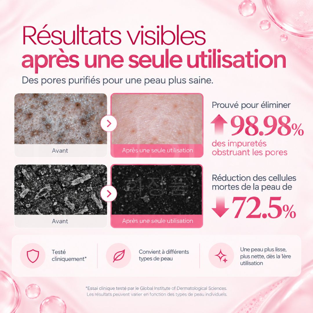 Avant après avoir utilisé la mousse nettoyante éclat au PDRN et glutathion rose de Medicube