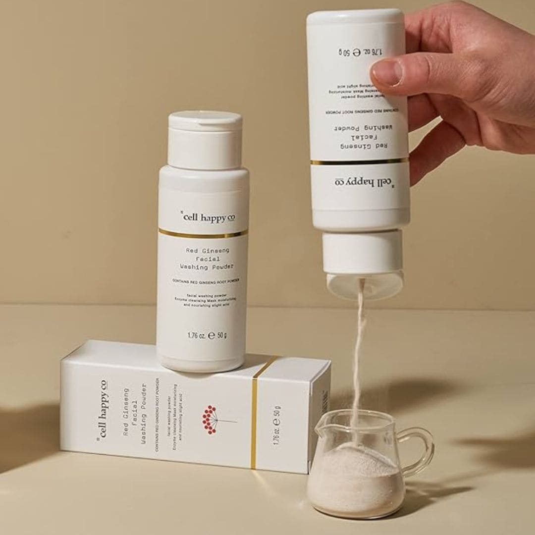 Cell Happy Co poudre nettoyante pour le visage au ginseng rouge image texture