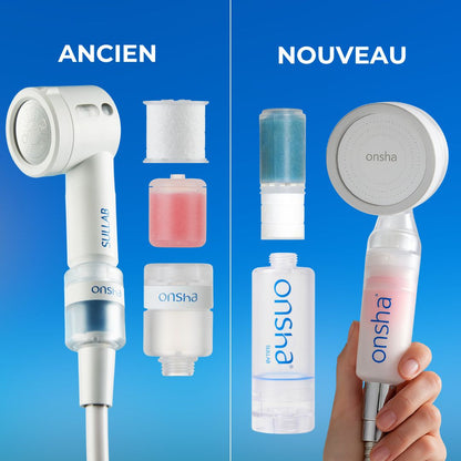Sullab - Kit Pommeau de douche filtrant et diffuseur d’eau de source Onsha Travel (Ancienne version compatible avec les nouvelles cartouches)