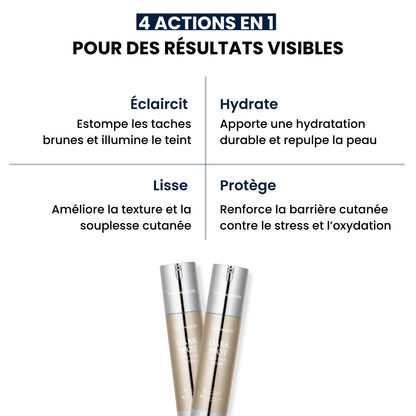 Visuel présentant les bienfaits de la crème anti-tâches Cell Happy Co.