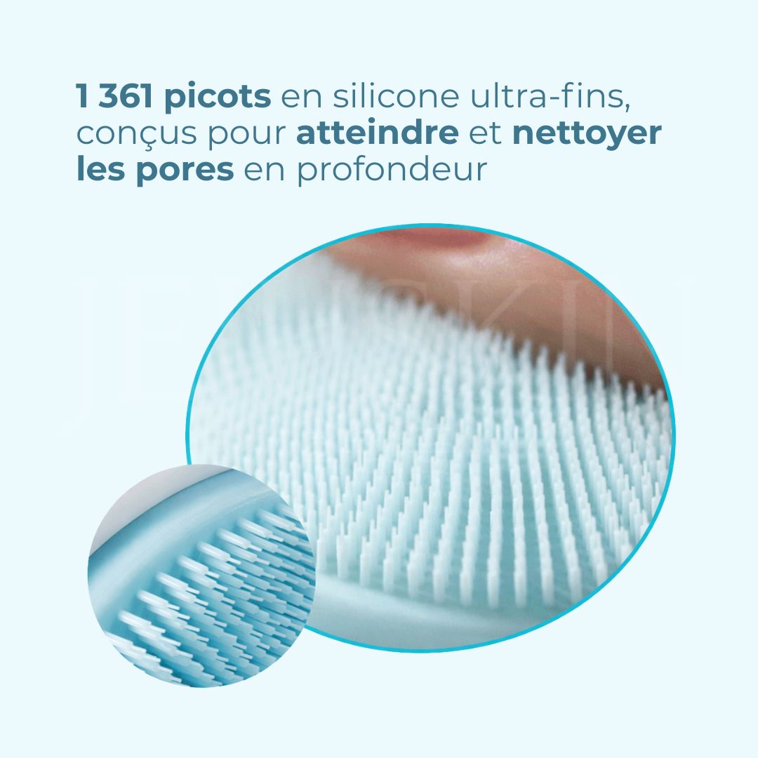 les picots de la brosse nettoyante et exfoliante pour les pores d'Ilso