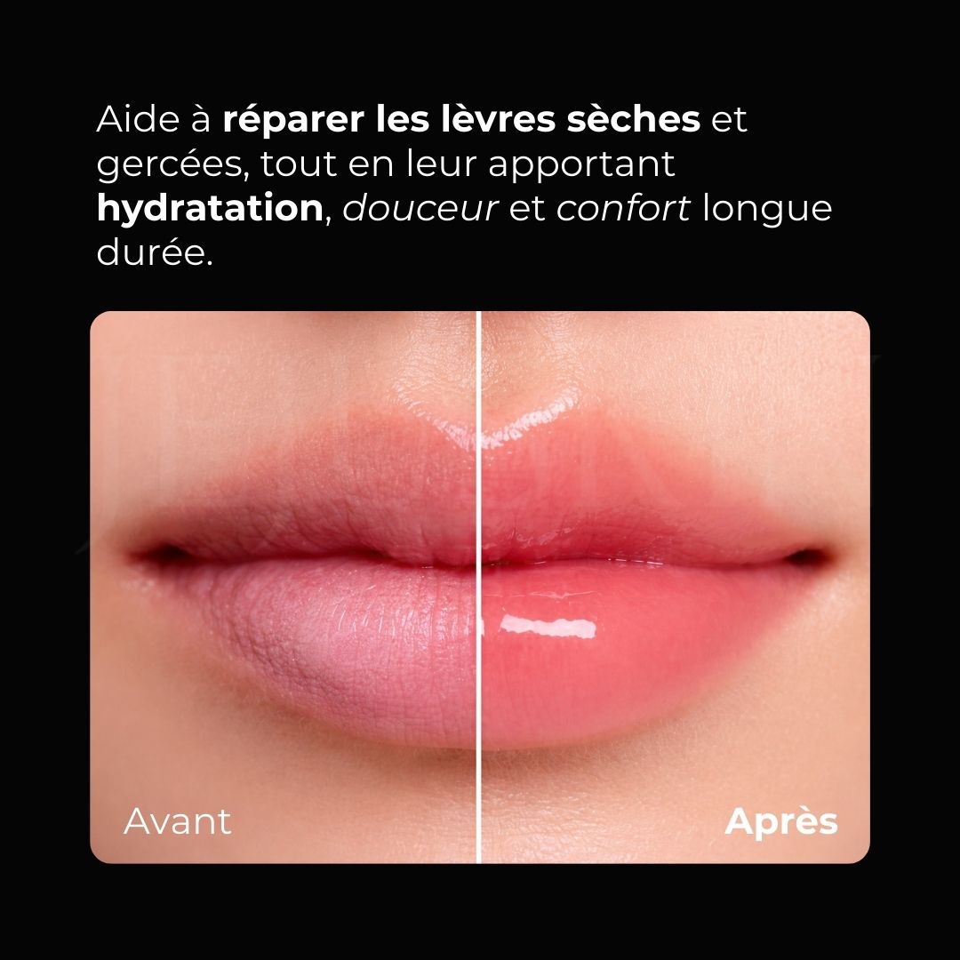 Un avant après l'utilisation du baume pour les lèvres d'Abib