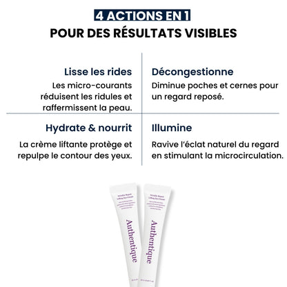 Visuel présentant les bienfaits de la crème anti-rides pour les yeux Authentique.