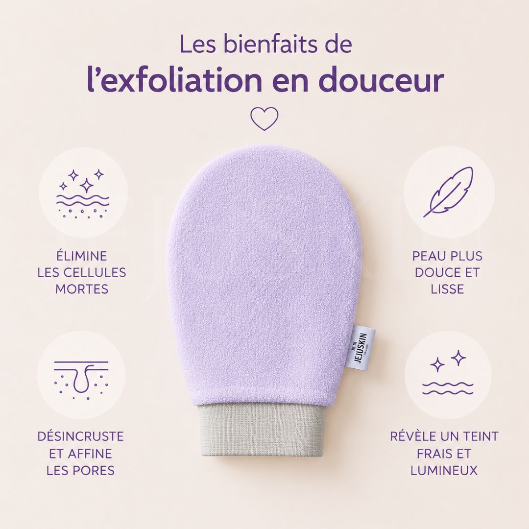 Les bienfaits du gant de gommage pour le visage et corps de Jejuskin