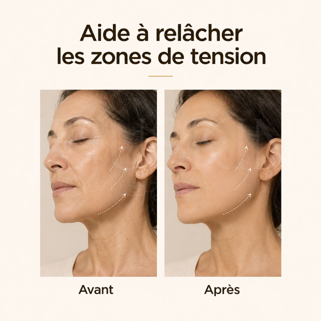 Avant après utilisation du stylo d'acupression massant pour le visage face Pointer de Jejuskin