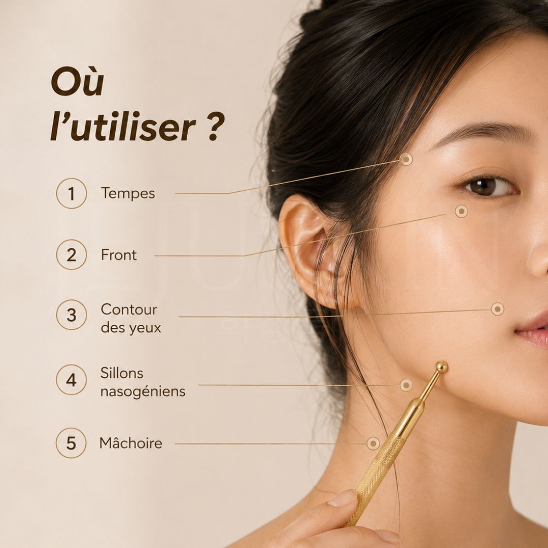 Ou utiliser le stylo d'acupression massant pour le visage face Pointer de Jejuskin