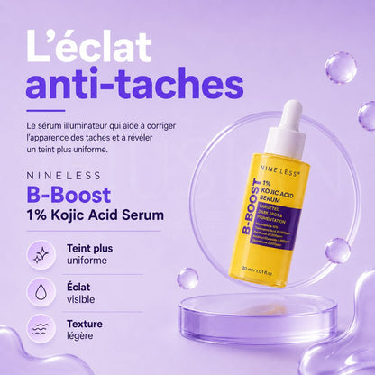 Les bienfaits du sérum anti-taches B-Boost à 1% d’acide kojique de Nineless