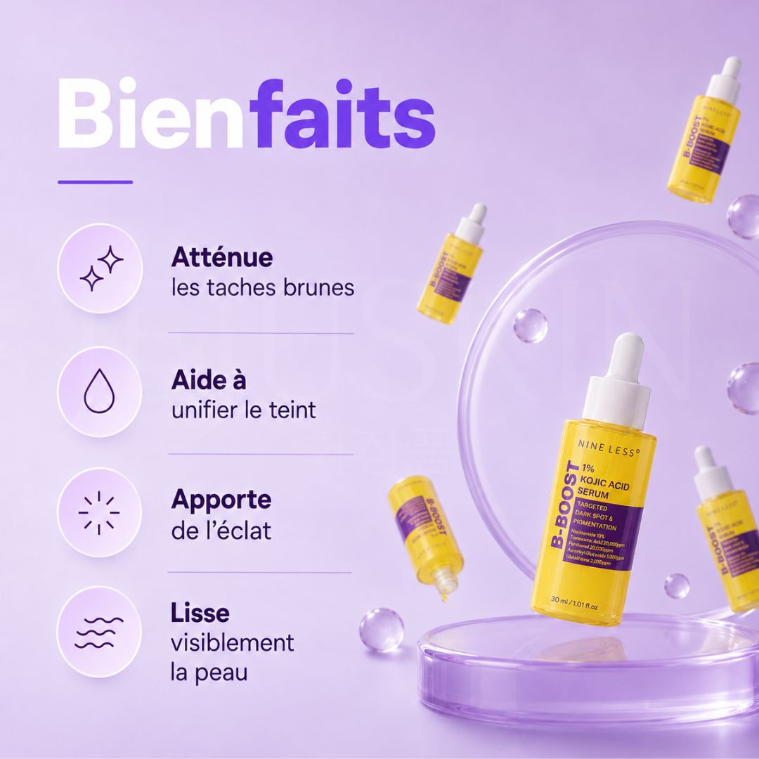 Les bénéfices du sérum anti-taches B-Boost à 1% d’acide kojique