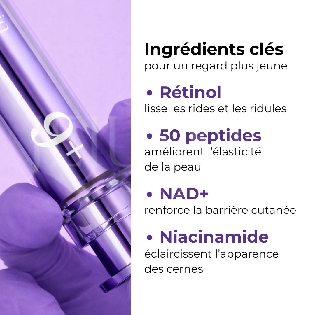 Les ingrédients clés de la crème contour des yeux anti-âge au rétinol et NAD+ 
