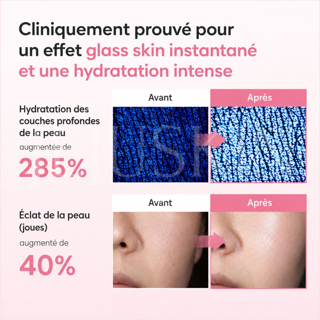 Avant après avoir utilisé la brume sérum au collagène peptide de Biodance