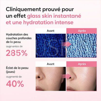 Avant après avoir utilisé la brume sérum au collagène peptide de Biodance