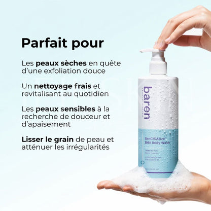Pour qui est fait le gel douche apaisant pour peaux sensibles au BHA SenCICAtive de Baren