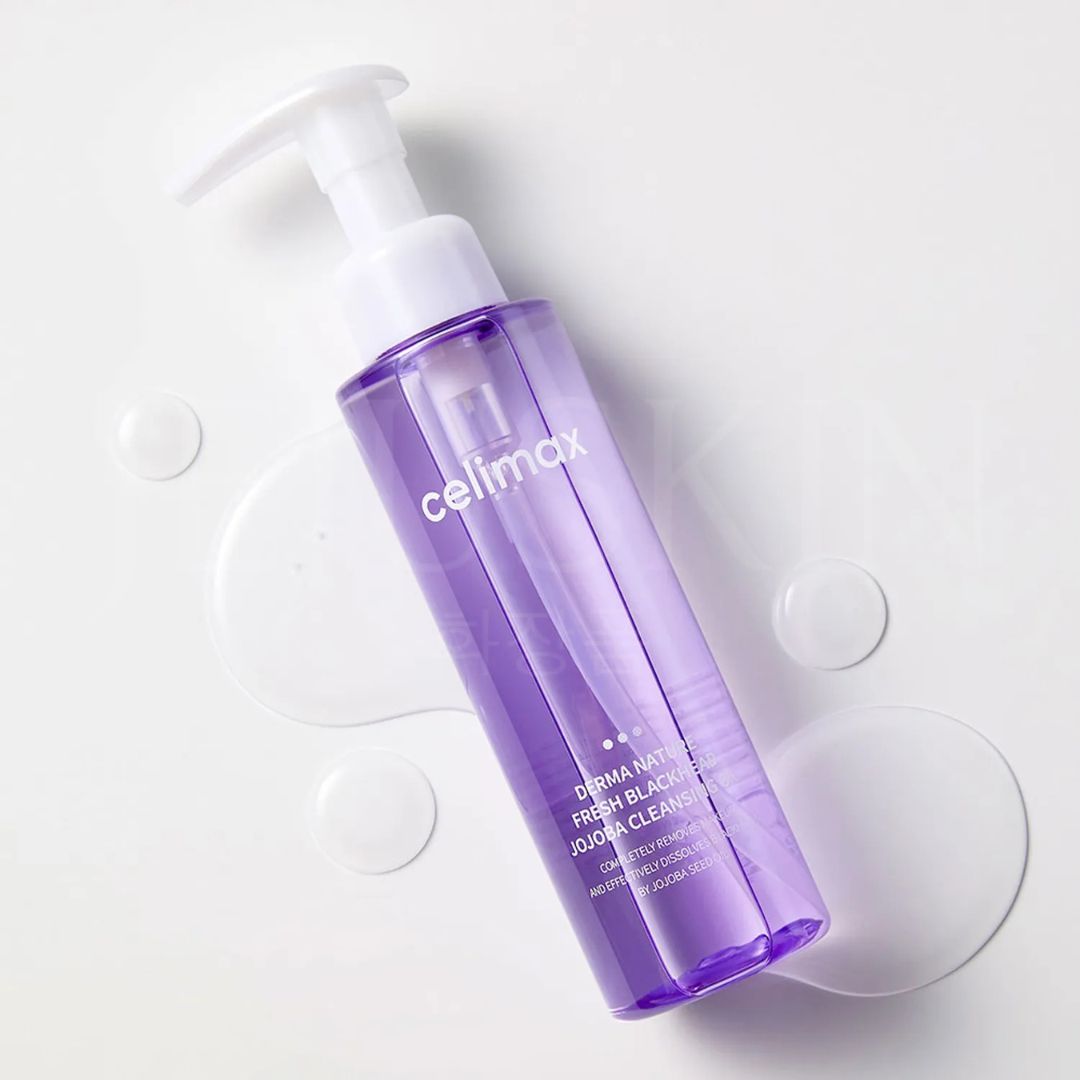 Photo de la bouteille de l'huile nettoyante au jojoba anti-points noirs Derma Nature Fresh de Celimax