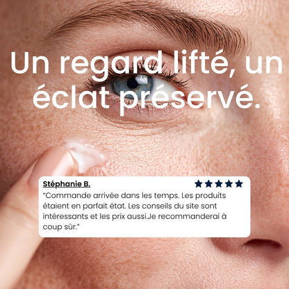 Résultat peau lissée et regard éclatant après utilisation de la crème Authentique.
