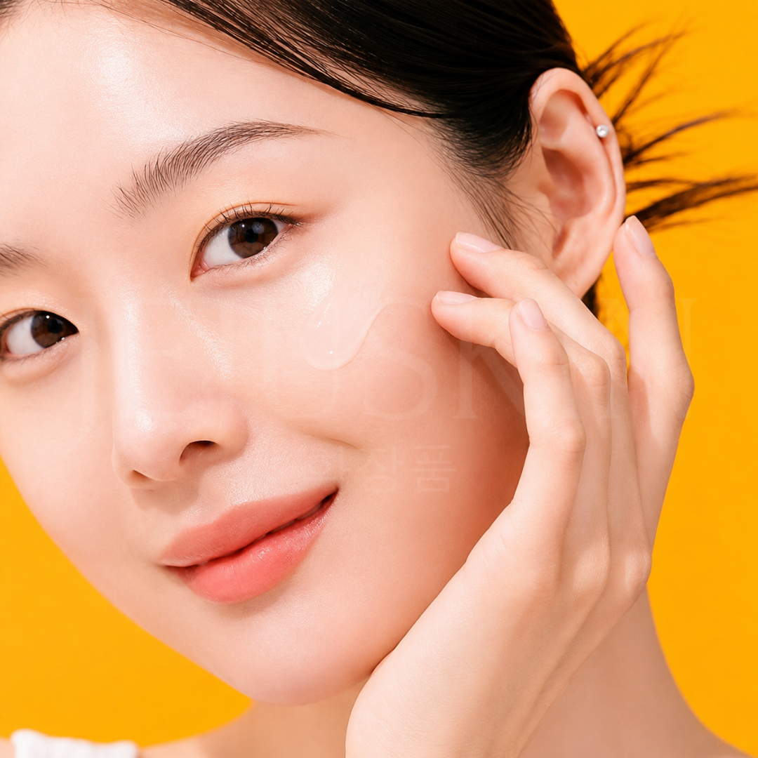 Visage d'une femme qui utilise le sérum éclat anti-taches et pores de Celimax