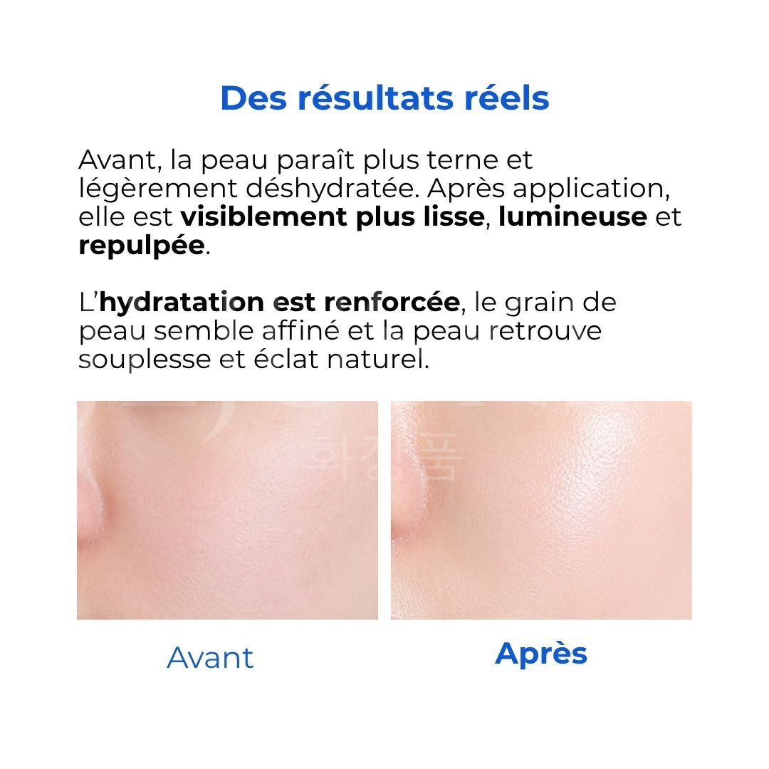 Avant après utilisation de la crème hydratante concentrée aux céramides Ato d'Illiyoon
