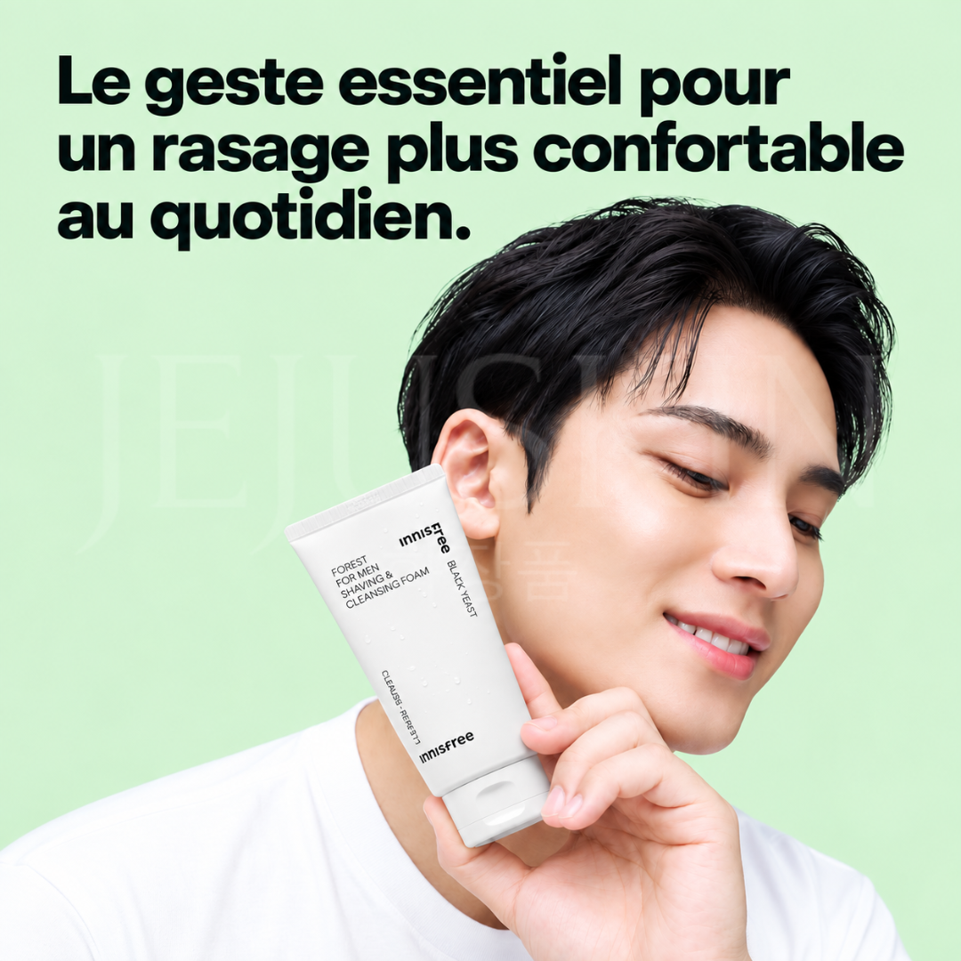 Le bénéfice de la mousse de rasage nettoyante Forest d'Innisfree