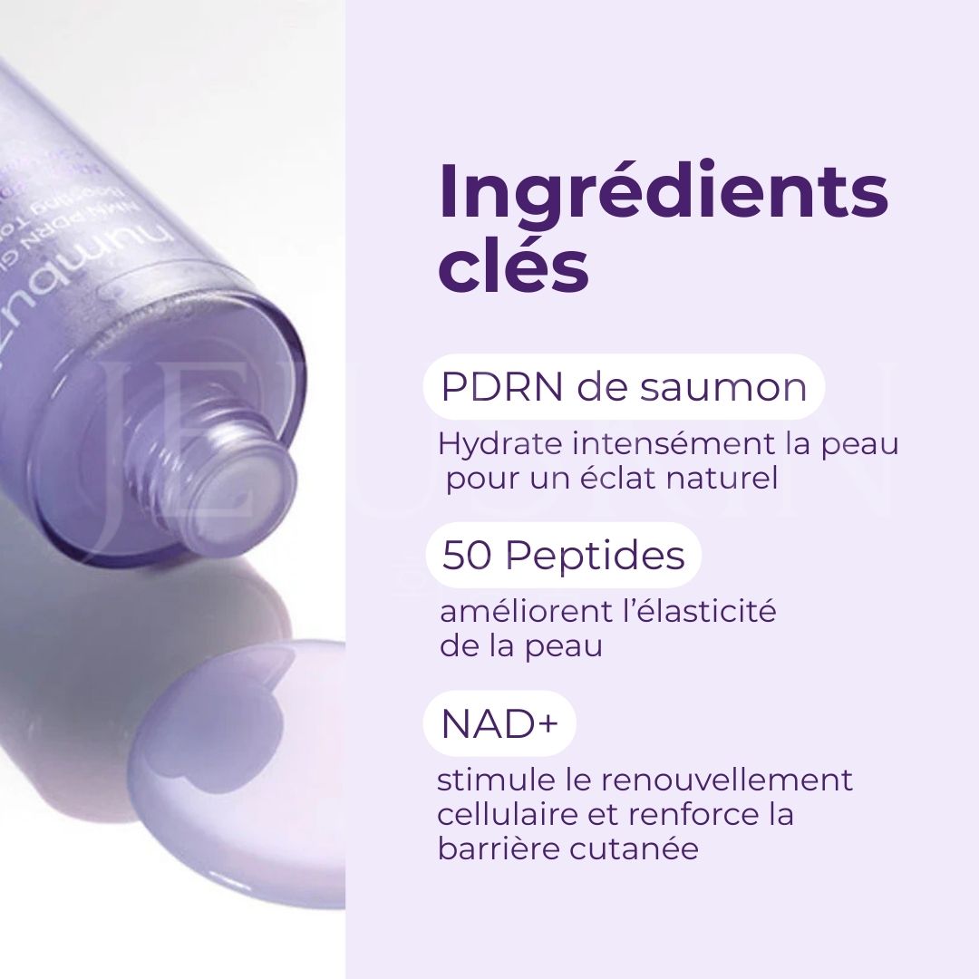 Les ingrédients clés du toner Booster d’Éclat NAD+ et PDRN No.9 de Numbuzin