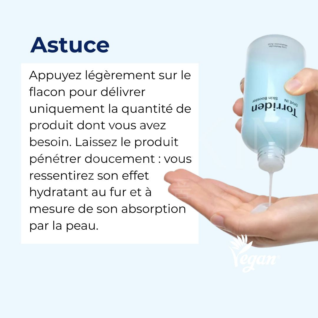 L'astuce d'utilisation du tonique booster d’hydratation à l’acide hyaluronique Dive-In de Torriden