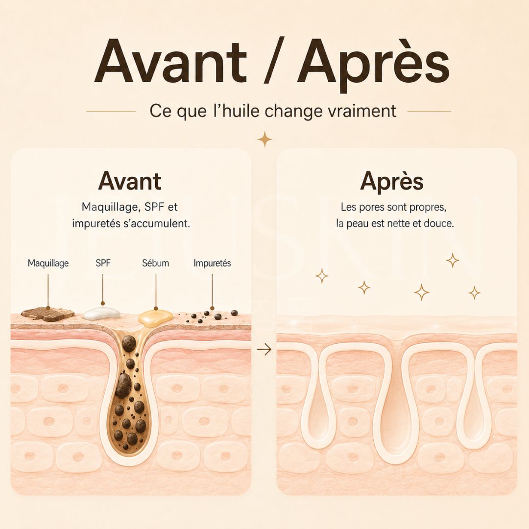 Avant après utilisation de l'huile nettoyante au ginseng de Beauty of Joseon