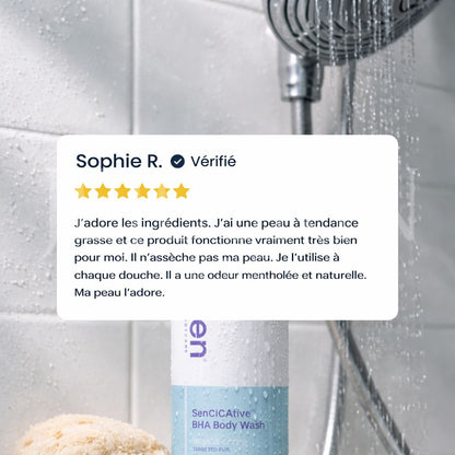 Un avis sur le gel douche apaisant pour peaux sensibles au BHA SenCICAtive de Baren