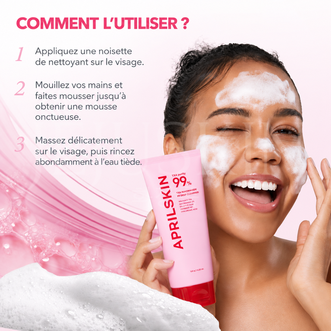 Comment bien utiliser le nettoyant visage purifiant au TXA et à la niacinamide d'Aprilskin