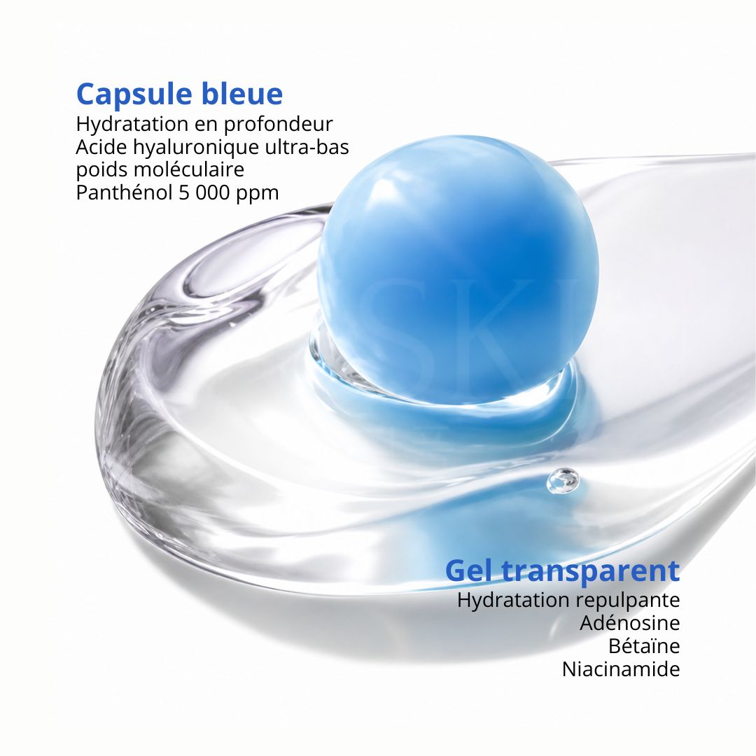 Texture de près de la crème capsule hydratante à l’acide hyaluronique de Medicube