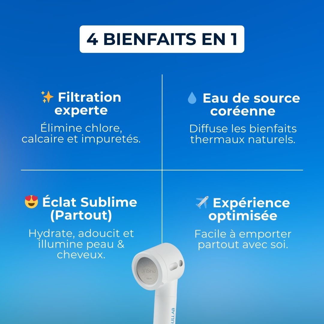 Sullab - Kit Pommeau de douche filtrant et diffuseur d’eau de source Onsha Travel (Ancienne version compatible avec les nouvelles cartouches)