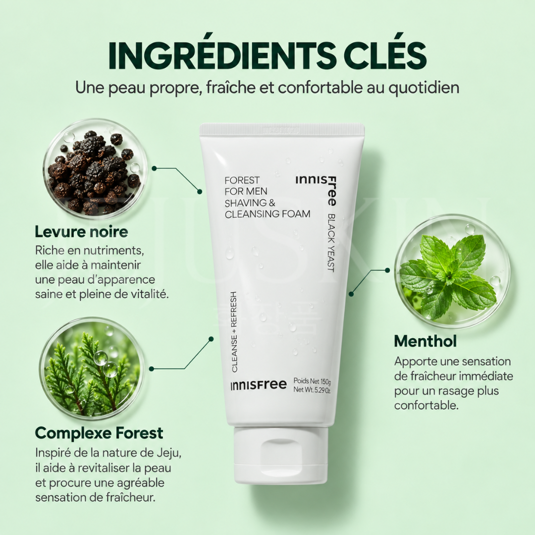 Les ingrédients de la la mousse de rasage nettoyante Forest d'Innisfree
