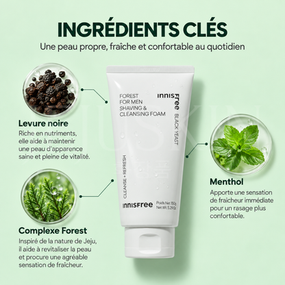 Les ingrédients de la la mousse de rasage nettoyante Forest d'Innisfree