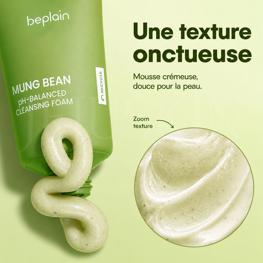Texture du nettoyant doux au haricot mungo de Beplain