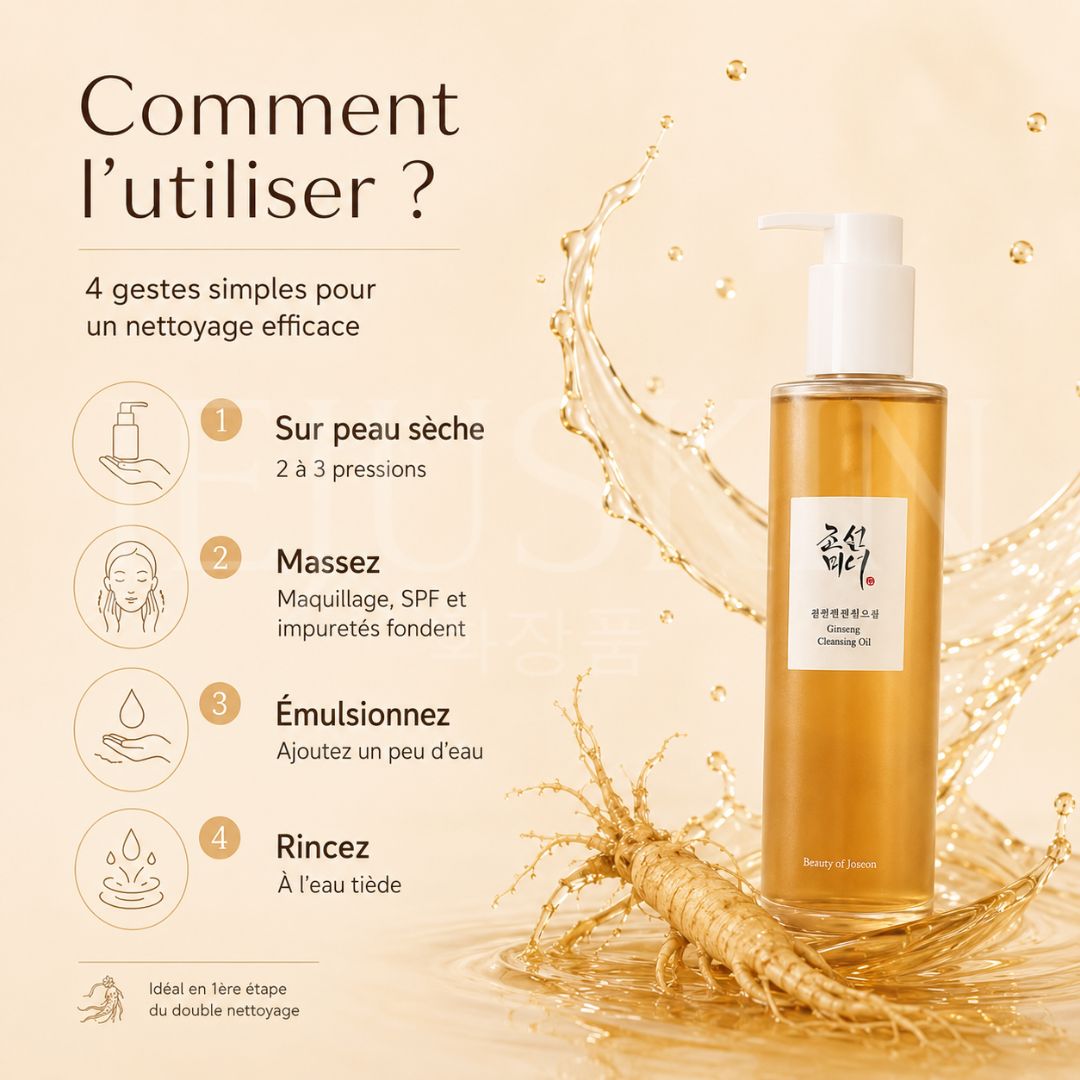 Comment utiliser l'huile nettoyante au ginseng de Beauty of Joseon