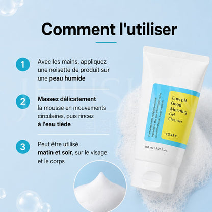 Comment utiliser le nettoyant au pH faible Good morning gel de Cosrx