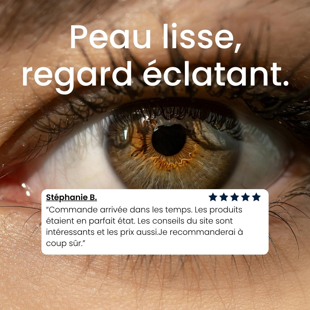 Peau lisse et regard éclatant après utilisation du roller Authentique.