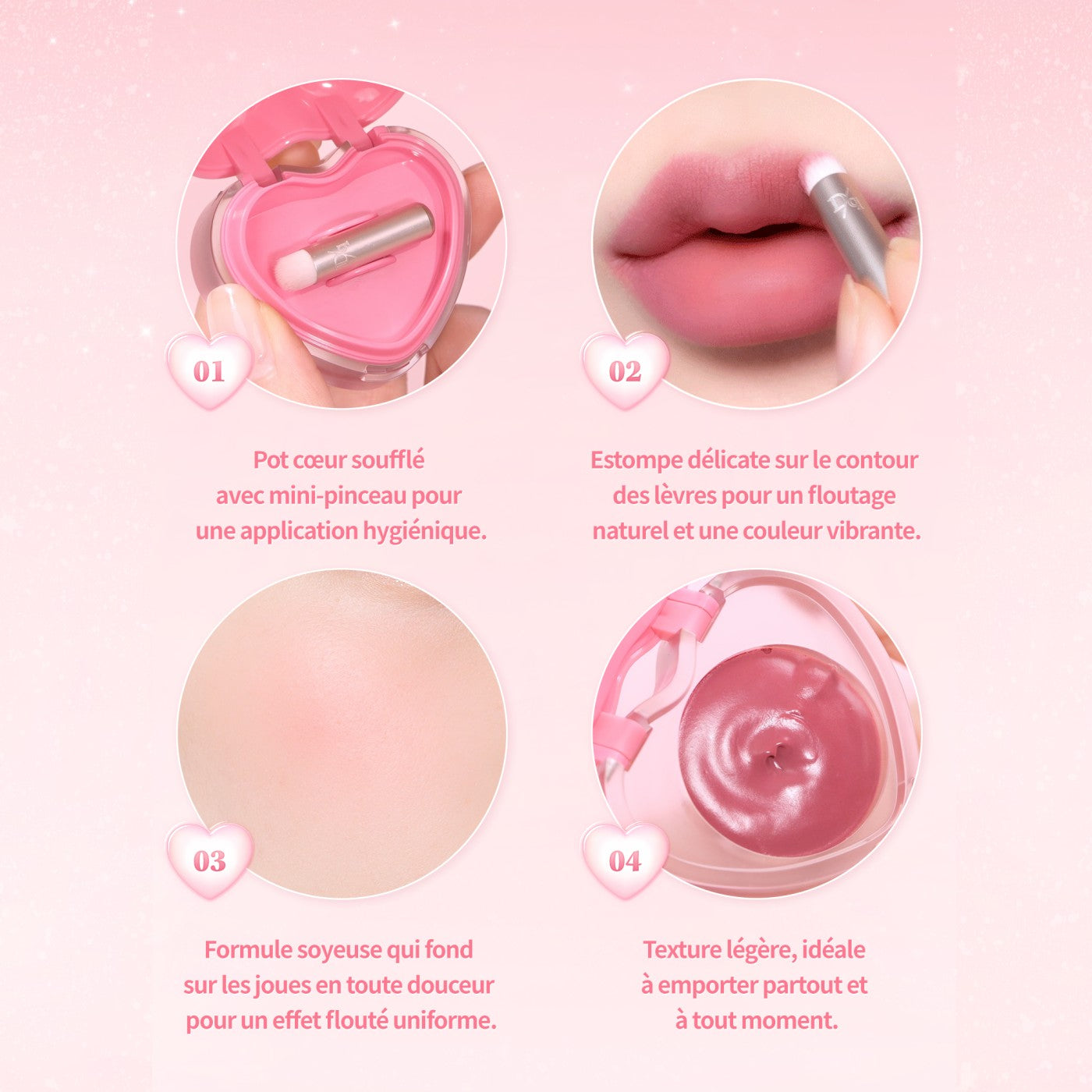 Application du blush et lip make-up Dasique pour un teint frais et naturel