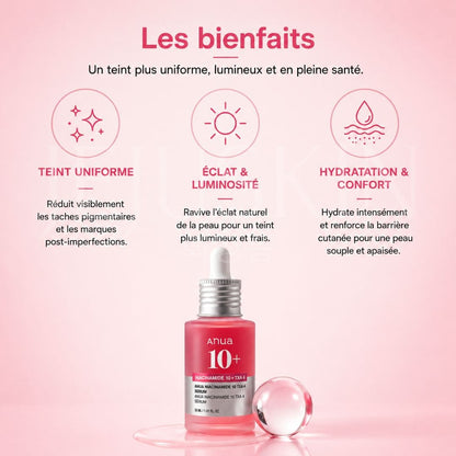 Anua Sérum anti-tâches à la Niacinamide 10% + TXA 4% les bienfaits 